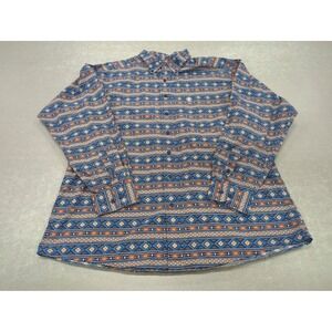 Ariat Mens 2XL Fitted Western Shirt Dardan Aztec Geometric Blue Orange Button